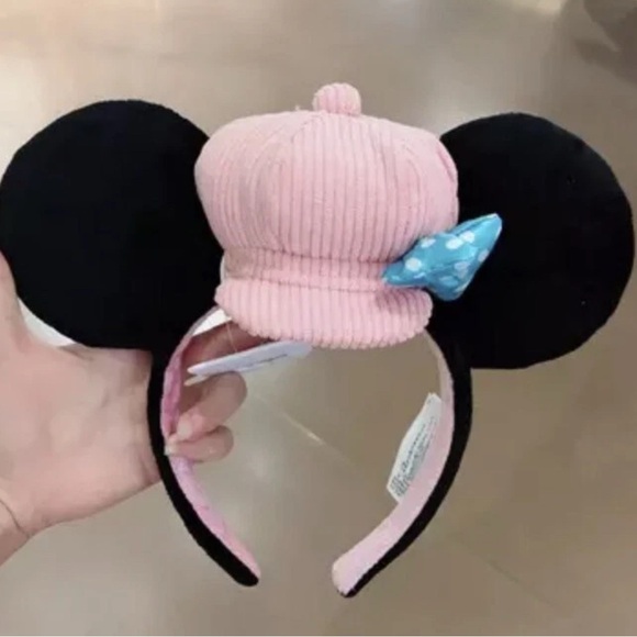 Disney Accessories - Disney Pink and Black Ears Headband with Blue Polka Dot Bow